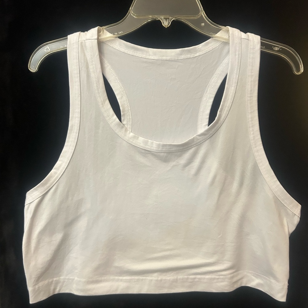 SHEIN White Racerback Crop Tank Top